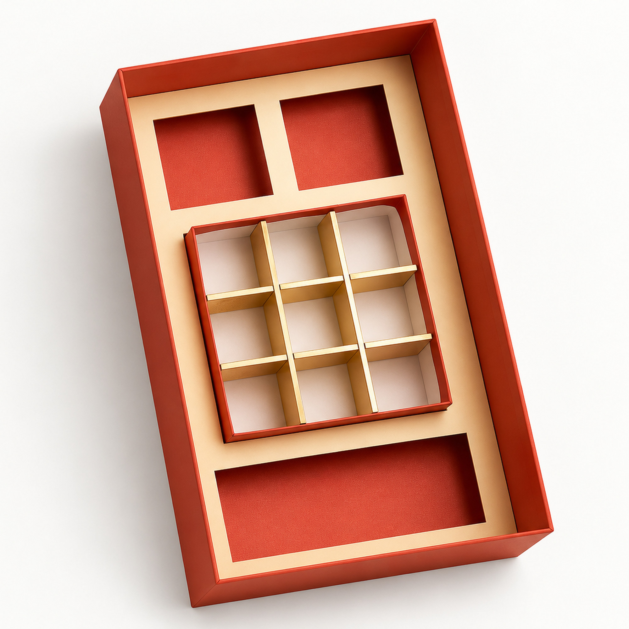 Cropped detail of the ivory floral compartment hamper box. Supplementary reference only; product identity, sizes and availability require confirmation.